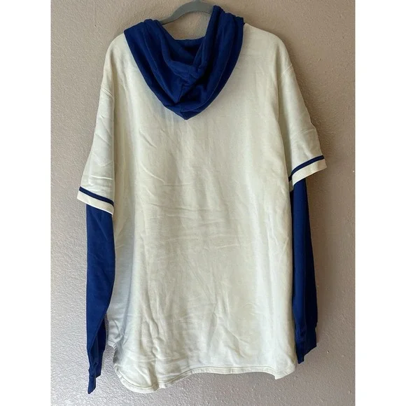 Men's 3XL NWT Los Angeles Dodgers '47 Heritage Shortstop Jersey Four-Snap Hoodie - Picture 6 of 8